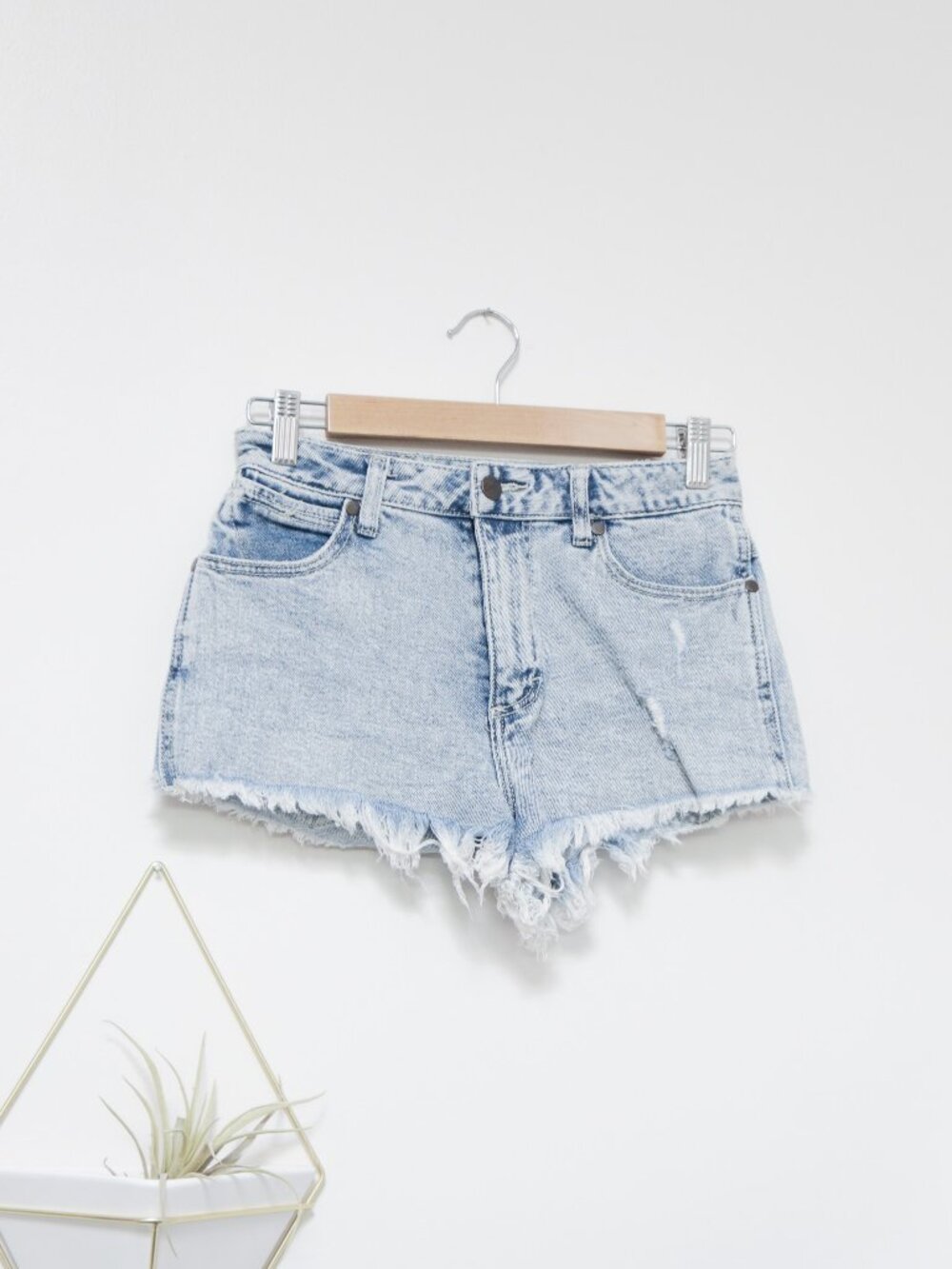 WRANGLER 🪽 Light Blue Denim Cutoff Shorts, Frayed Hem Casual Summer Festival